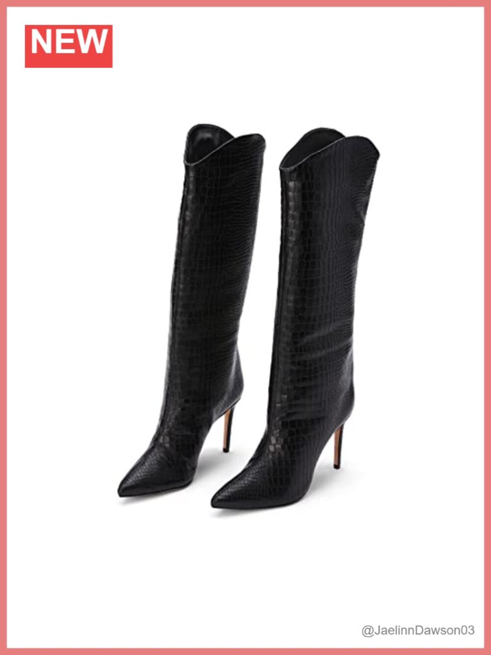 Women's Leather Mid-Calf Stiletto Boots Pointed Toe Knee-High Dress Boots